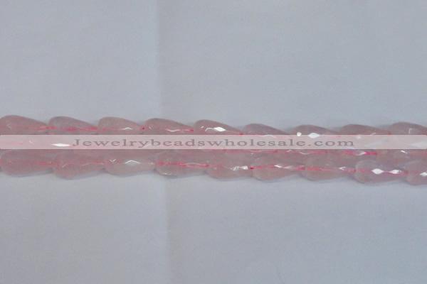 CRQ810 15.5 inches 12*25mm faceted teardrop rose quartz beads