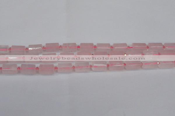 CRQ812 15.5 inches 10*15mm faceted tube rose quartz beads