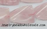 CRQ83 15.5 inches 20*30mm twisted rectangle natural rose quartz beads