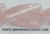 CRQ84 15.5 inches 30*40mm twisted rectangle natural rose quartz beads