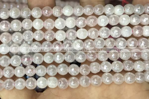 CRQ860 15 inches 6mm faceted round AB-color rose quartz beads