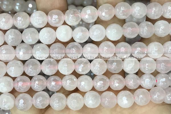 CRQ861 15 inches 8mm faceted round AB-color rose quartz beads