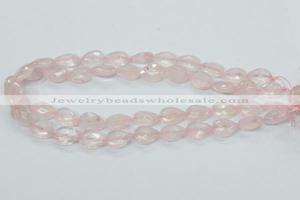 CRQ87 15.5 inches 12*18mm faceted teardrop natural rose quartz beads