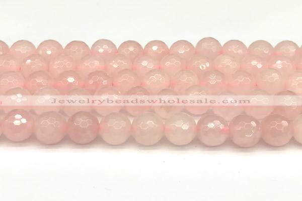 CRQ878 15 inches 12mm faceted round rose quartz beads