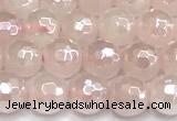 CRQ910 15 inches 6mm faceted round AB-color rose quartz beads