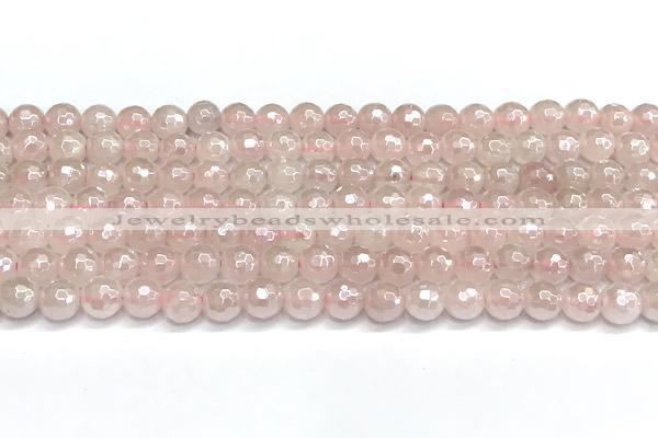 CRQ910 15 inches 6mm faceted round AB-color rose quartz beads