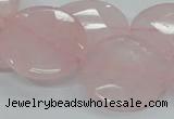 CRQ97 15.5 inches 25mm faceted flat round natural rose quartz beads