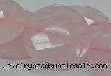 CRQ98 15.5 inches 35mm faceted flat round natural rose quartz beads