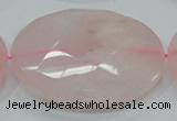 CRQ99 15.5 inches 50mm faceted flat round natural rose quartz beads