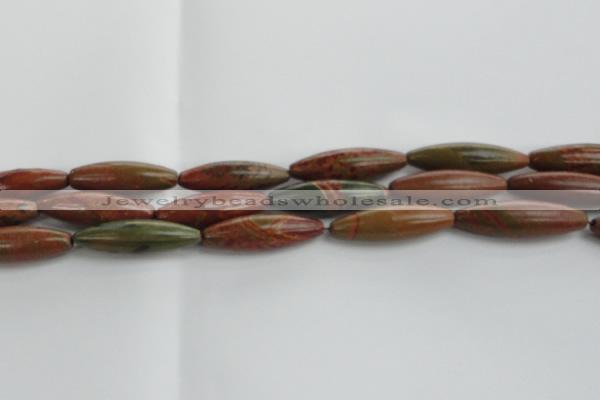 CRS102 15.5 inches 12*40mm rice rainbow jasper stone beads