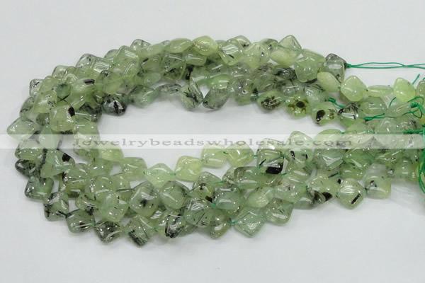 CRU103 15.5 inches 12*12mm diamond green rutilated quartz beads