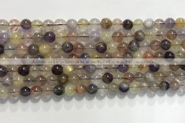 CRU1030 15.5 inches 6mm round mixed rutilated quartz beads wholesale