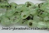 CRU104 15.5 inches 7*10mm teardrop green rutilated quartz beads