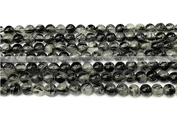 CRU1065 15 inches 6mm round black rutilated quartz beads