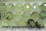 CRU1075 15 inches 6mm faceted round green rutilated quartz beads