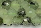 CRU1076 15 inches 8mm faceted round green rutilated quartz beads