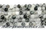 CRU1083 15.5 inches 10mm round black rutilated quartz gemstone beads