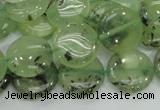 CRU110 15.5 inches 16mm flat round green rutilated quartz beads