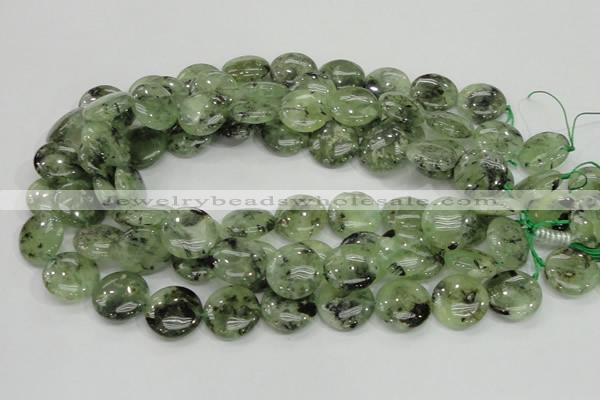 CRU111 15.5 inches 20mm flat round green rutilated quartz beads