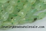 CRU127 15.5 inches 7*11mm faceted teardrop green rutilated quartz beads