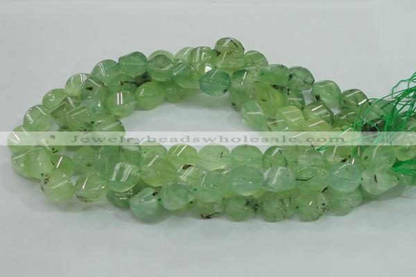 CRU131 15.5 inches 10*15mm twisted green rutilated quartz beads