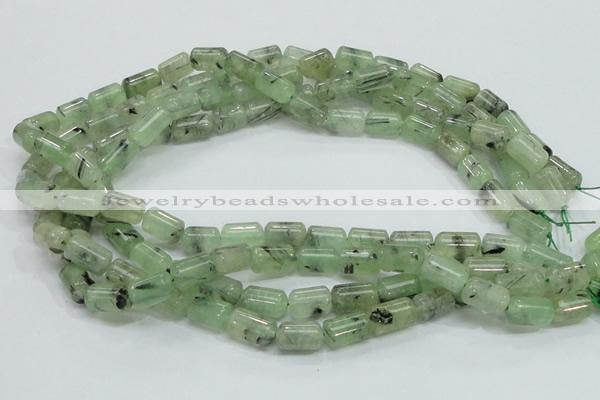 CRU133 15.5 inches 8*13mm column green rutilated quartz beads