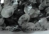 CRU14 15.5 inches 11*14mm faceted oval black rutilated quartz beads