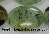 CRU142 15.5 inches 30*40mm faceted oval green rutilated quartz beads