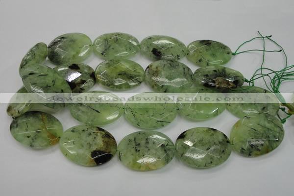 CRU142 15.5 inches 30*40mm faceted oval green rutilated quartz beads