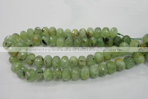 CRU143 15.5 inches 13*18mm faceted rondelle green rutilated quartz beads