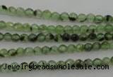 CRU150 15.5 inches 4mm faceted round green rutilated quartz beads