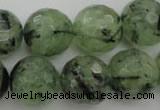 CRU158 15.5 inches 16mm faceted round green rutilated quartz beads