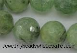 CRU159 15.5 inches 18mm faceted round green rutilated quartz beads