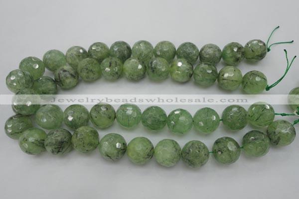 CRU159 15.5 inches 18mm faceted round green rutilated quartz beads