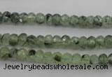 CRU161 15.5 inches 4*6mm faceted rondelle green rutilated quartz beads