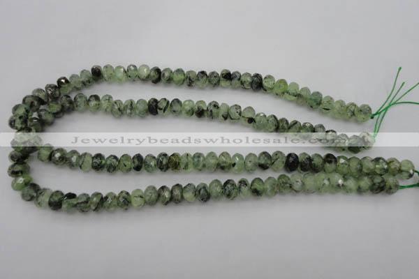 CRU162 15.5 inches 6*10mm faceted rondelle green rutilated quartz beads