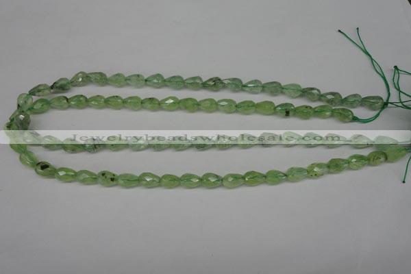 CRU171 15.5 inches 7*10mm faceted teardrop green rutilated quartz beads