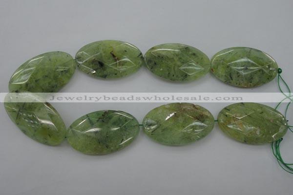 CRU192 15.5 inches 30*50mm faceted oval green rutilated quartz beads