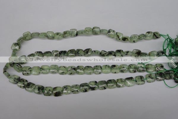 CRU195 15.5 inches 10*10mm square green rutilated quartz beads