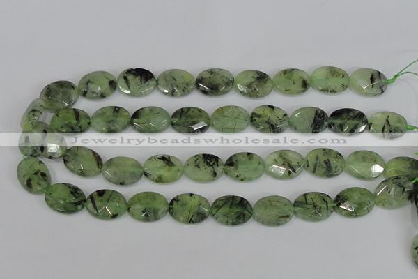 CRU208 15.5 inches 15*20mm faceted oval green rutilated quartz beads