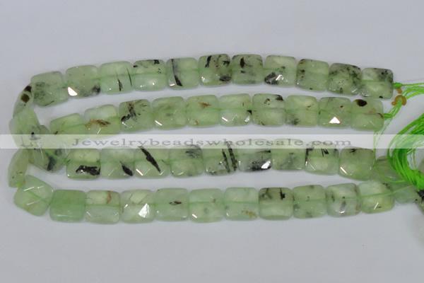 CRU213 15 inches 16*16mm faceted square green rutilated quartz beads