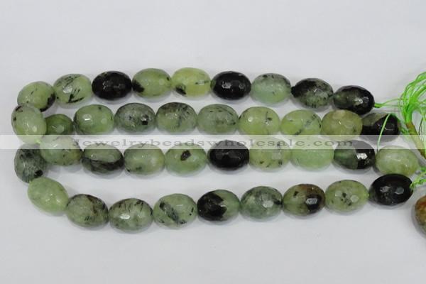 CRU216 15 inches 15*20mm faceted egg shape green rutilated quartz beads