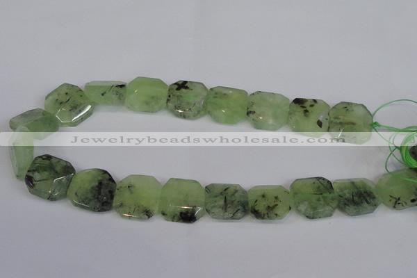 CRU223 15.5 inches 20*20mm freeform green rutilated quartz beads