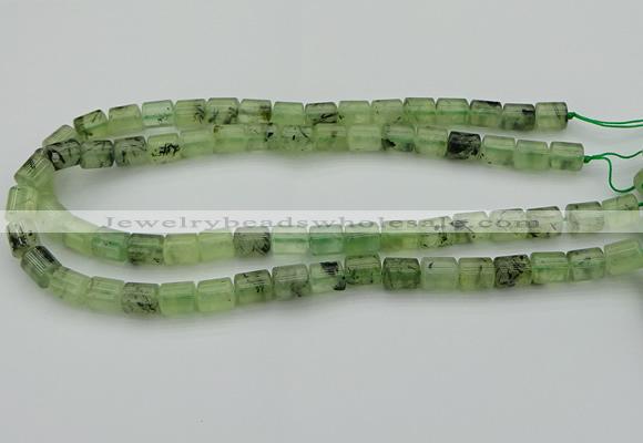 CRU225 15.5 inches 9*11mm tube green rutilated quartz beads