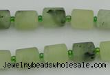 CRU231 15.5 inches 9*11mm tube matte green rutilated quartz beads