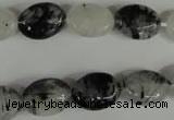 CRU331 15.5 inches 10*14mm oval black rutilated quartz beads