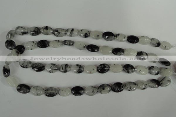 CRU331 15.5 inches 10*14mm oval black rutilated quartz beads