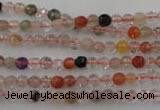 CRU400 15.5 inches 4mm faceted round Multicolor rutilated quartz beads