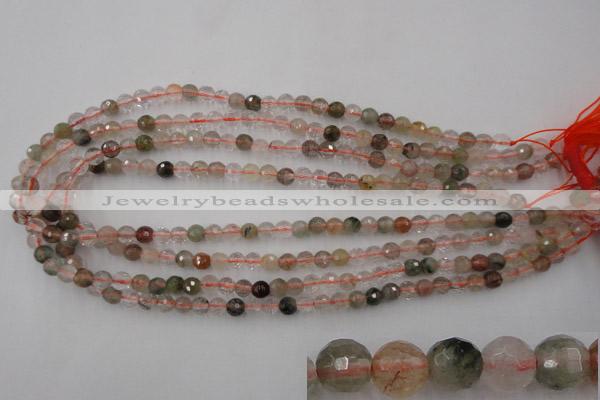 CRU401 15.5 inches 6mm faceted round Multicolor rutilated quartz beads