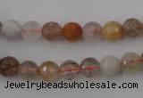 CRU402 15.5 inches 8mm faceted round Multicolor rutilated quartz beads